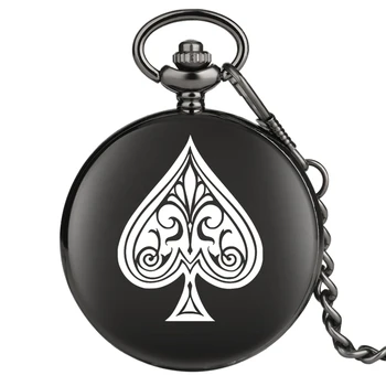 Priimti Individualų Flush Pokerio Kortelės Kvarco Kišenėje Žiūrėti Black Sklandžiai Fob Laikrodžiai Grandinės Laikrodis Vyrams, Moterims, Vaikams Dropshipping