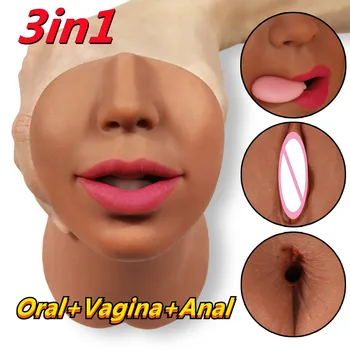 3D Vyriškos lyties Masturbator Minkšti Liežuvio Oralinis Masturbacija Makšties Analinis Orlaivių Taurės Pūlingas Kišenėje Išangę Sekso žaisliukai Vyrams Giliai Gerklės, Burnos