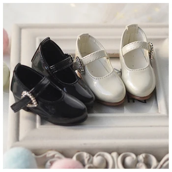 1/4 BJD batai 6cm lėlės odiniai batai BJD MPD batai lėlės priedai, juoda spalva, balta spalva batai